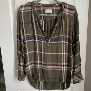 Universal Thread Olive Green Plaid Blouse